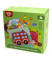Jucărie din lemn Puzzle 6 în 1 „Transport”